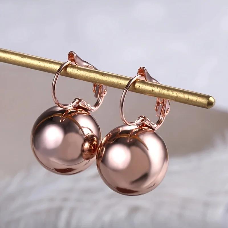 Vintage Golden Plated Ball Pendant Earrings for Women